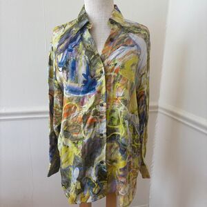 Diesel paint print twill button up